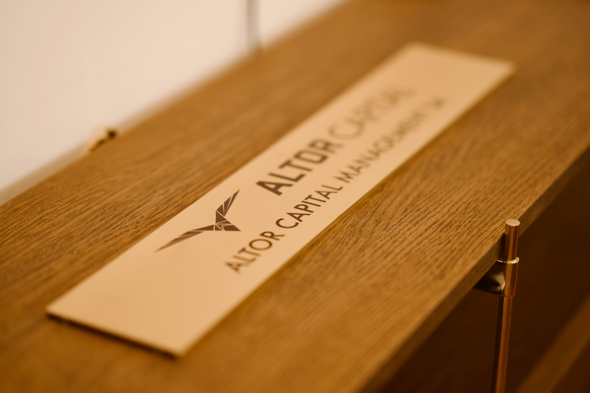 Altor Capital Management brass plaque at the Geneva office