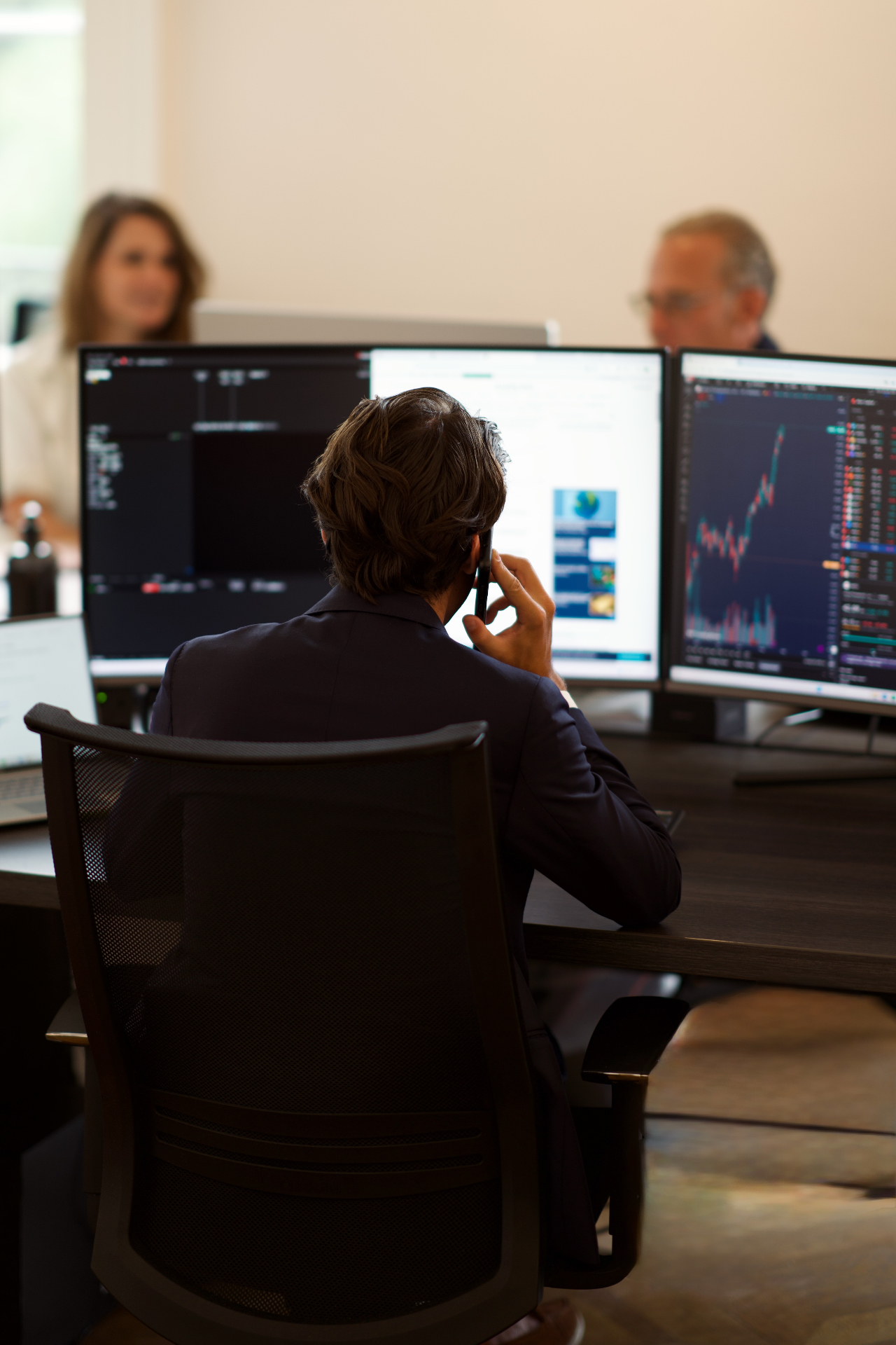 Altor portfolio manager reviewing markets from the Geneva trading desk